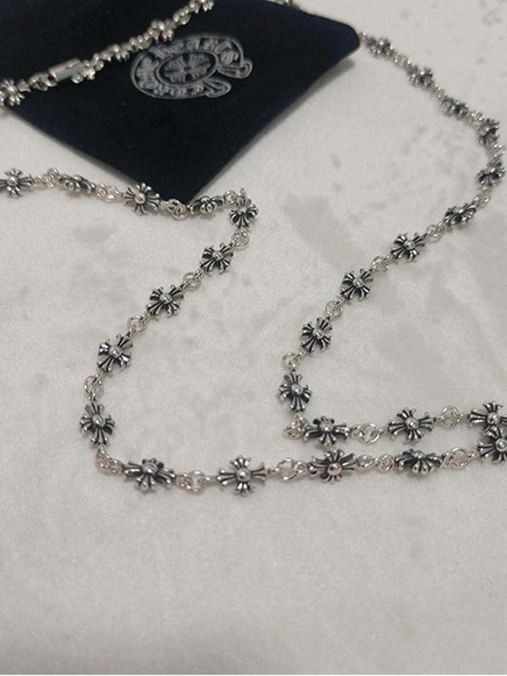 Chrome Hearts Silver Fleur-Link Cross Pendant Necklace - Picture 4 of 6